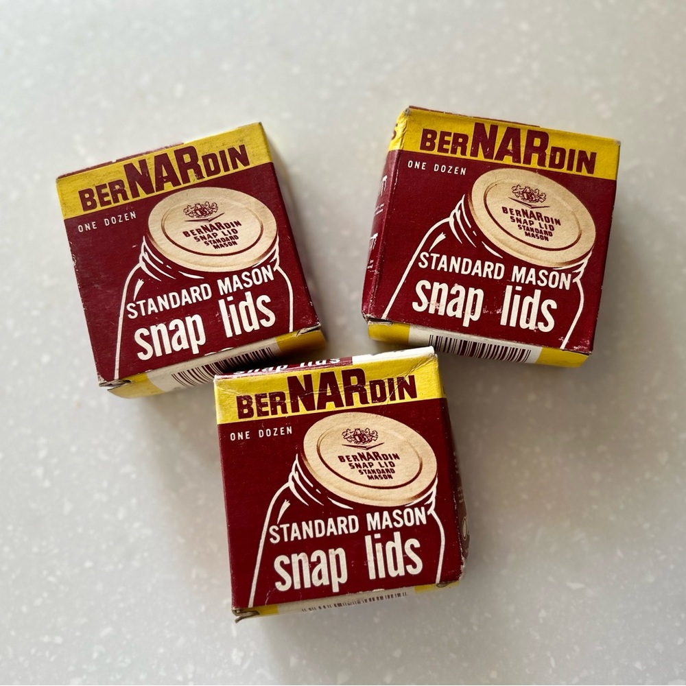Vintage BerNARdin Standard Mason Canning Snap Lids - 3 boxes, 12 ea Made in USA